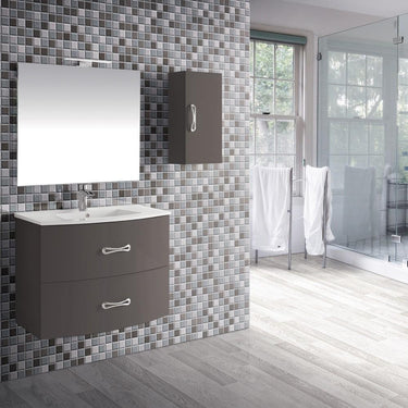 Eviva Bari 24″ Grey Wall mount Bathroom Vanity with Integrated White Porcelain Sink Vanity Eviva